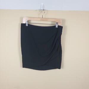Helmet Lang Black Mini Skirt with Ruching Women's Size M